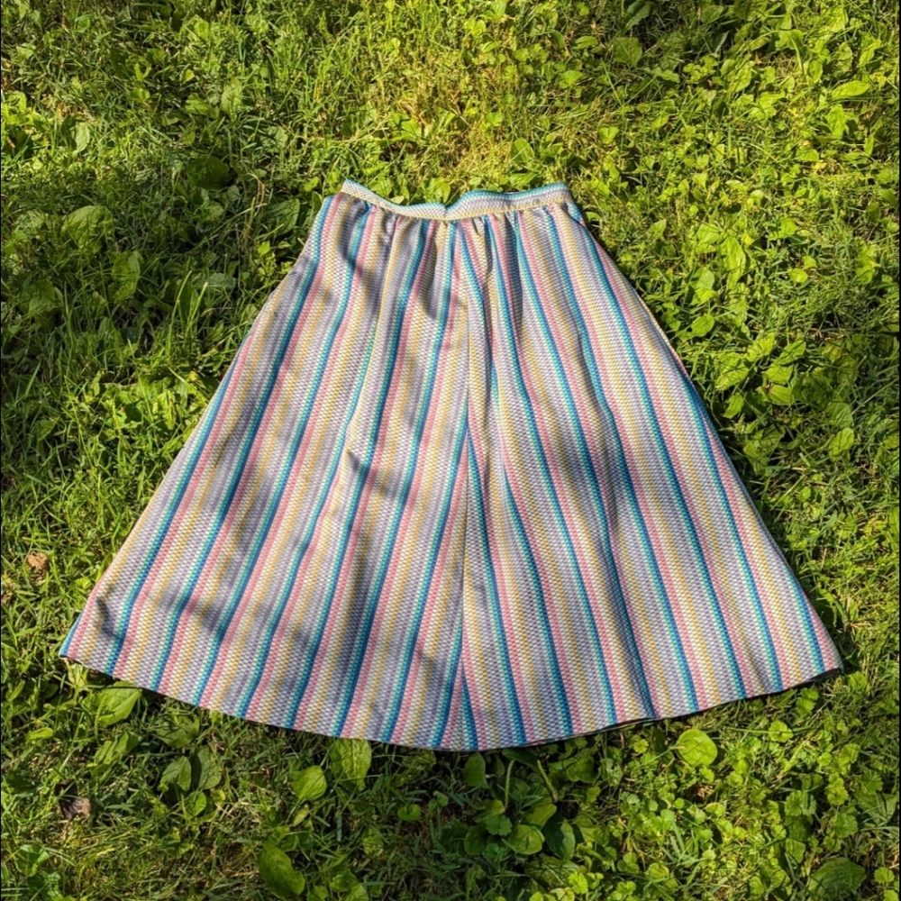 Vintage 70s Colorful Check Skirt Fabric Farms Columbus Ohio